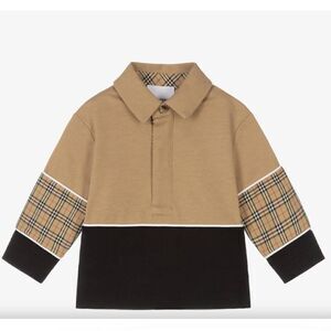 Burberry Beige & Black Checker Baby Polo, Long Sleeves, NWT, 18 mo